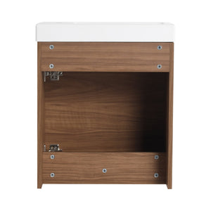 English Elm 18.5" Compact Wall-Mounted Bathroom Vanity With Stylish Resin Sink & Soft-Close Door, Walnut Finish W1972P362137