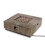 Christopher Knight Home® Noble House Wellington Square Iron Wood Pattern Fire Pit -50,000 Btu Tank Outside