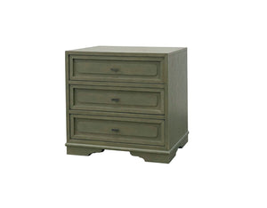 English Elm 3 Drawer Nightstand Warm Cashew Finish with Usb Charging Cedar Lined Bedroom Storage Green B2699P440922