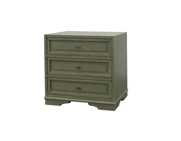 English Elm 3 Drawer Nightstand Warm Cashew Finish with Usb Charging Cedar Lined Bedroom Storage Green B2699P440922