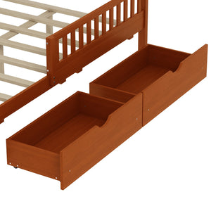 English Elm Full Wood Platform Bed with Headboard, Guardrails & Underbed Storage Drawers – Sturdy Pine Frame, 450LB Capacity Walnut 78.25 L x 18.5 W x 6 H N733P172700D