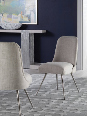 Lexington Artistica Home Dinah Side Chair - Mid-century Modern Elegance With Brushed Stainless Steel Legs And Soft Fabric Stainless Steel Wood 2281-880-01