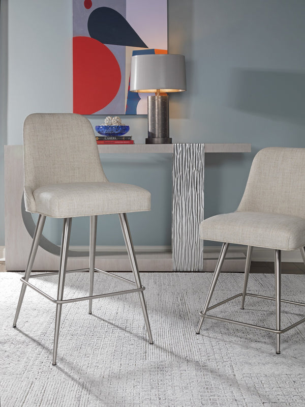 Lexington Artistica Home Dinah Swivel Stool - Mid-century Modern Design With Upholstered Seat And Brushed Stainless Steel Legs Stainless Steel Wood 2281-896-01