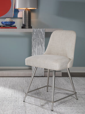 Lexington Artistica Home Dinah Swivel Stool - Mid-century Modern Design With Upholstered Seat And Brushed Stainless Steel Legs Stainless Steel Wood 2281-895-01
