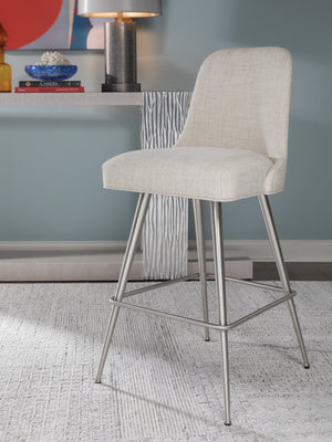 Lexington Artistica Home Dinah Swivel Stool - Mid-century Modern Design With Upholstered Seat And Brushed Stainless Steel Legs Stainless Steel Wood 2281-896-01