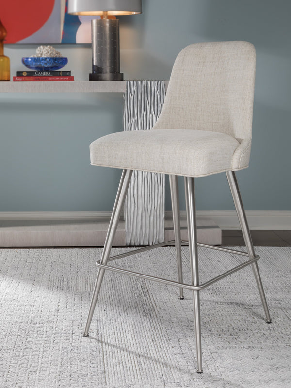Lexington Artistica Home Dinah Swivel Stool - Mid-century Modern Design With Upholstered Seat And Brushed Stainless Steel Legs Stainless Steel Wood 2281-896-01