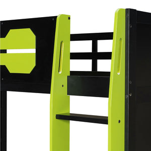 English Elm Twin Gaming Loft Bed with Desk Rgb Lighting and Multi-tier Shelves for Teen Rooms Green LT000160AAG