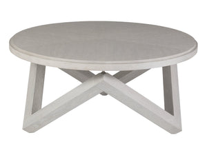 Lexington Artistica Home Isoceles Round Cocktail Table - Unique Contemporary Design With Sandblasted Oak And Stainless Accents Misty White Gray Wood 2282-943