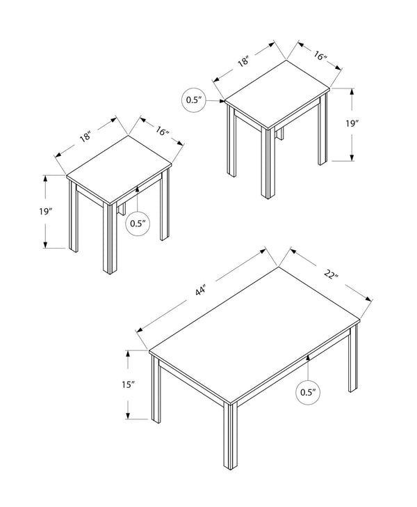 English Elm Table 3-Piece Set Taupe Laminate Coffee & End Tables — Transitional Living Room, Spacious Tops B2710P219977