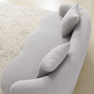 English Elm Grey Curved Loveseat Sofa with Round Armrest, Plush Foam+Spring Comfort, 2 Pillows, No Assembly W3612P332453