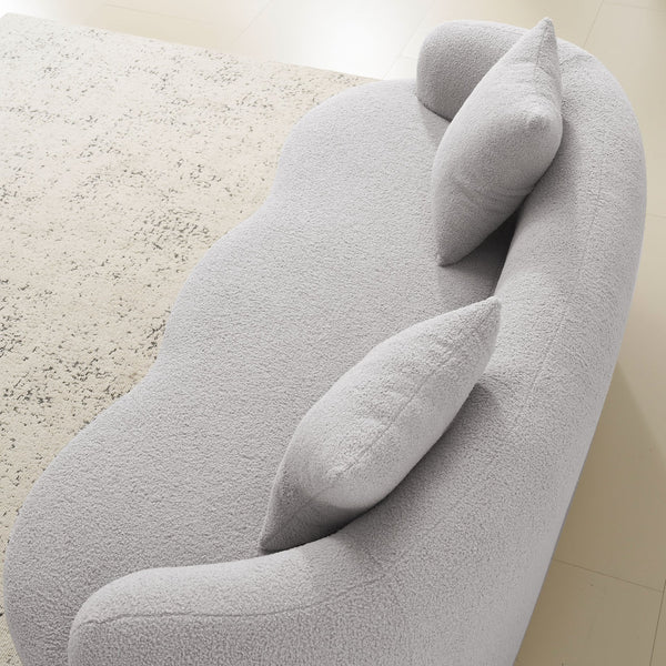 English Elm Grey Curved Loveseat Sofa with Round Armrest, Plush Foam+Spring Comfort, 2 Pillows, No Assembly W3612P332453