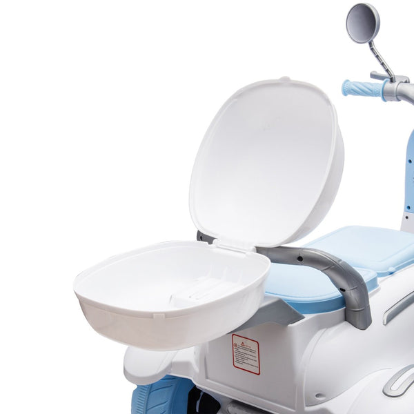 English Elm 12v Dual Motor Two Seater Kids Electric Ride on Motorcycle with Bluetooth Led and Trunk Blue W1578P268023