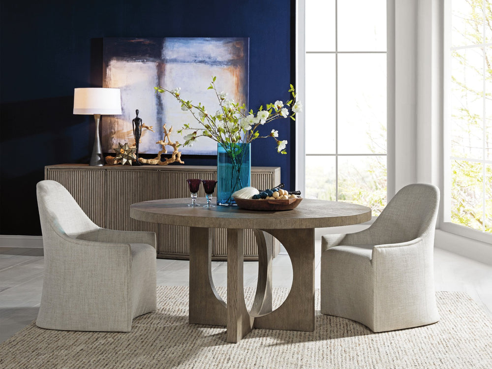 Lexington Artistica Home Apostrophe Round Dining Table - Unique Asymmetrical Design In Cappuccino Gray Oak For Modern Homes Gray Wood 2283-870c