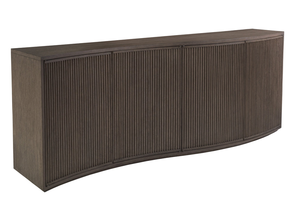 Lexington Artistica Home Mavericks Media Console - Unique Modern Design With Ocean Wave Shape And Fluted Doors For Your Home Gray Wood 2284-907