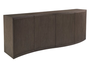 Lexington Artistica Home Mavericks Media Console - Unique Modern Design With Ocean Wave Shape And Fluted Doors For Your Home Gray Wood 2284-907