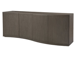 Lexington Artistica Home Mavericks Media Console - Unique Modern Design With Ocean Wave Shape And Fluted Doors For Your Home Gray Wood 2284-907
