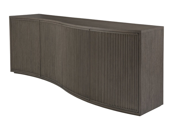 Lexington Artistica Home Mavericks Media Console - Unique Modern Design With Ocean Wave Shape And Fluted Doors For Your Home Gray Wood 2284-907