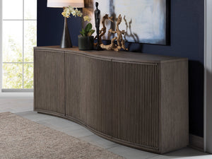 Lexington Artistica Home Mavericks Media Console - Unique Modern Design With Ocean Wave Shape And Fluted Doors For Your Home Gray Wood 2284-907
