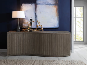 Lexington Artistica Home Mavericks Media Console - Unique Modern Design With Ocean Wave Shape And Fluted Doors For Your Home Gray Wood 2284-907