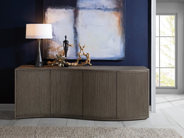 Lexington Artistica Home Mavericks Media Console - Unique Modern Design With Ocean Wave Shape And Fluted Doors For Your Home Gray Wood 2284-907