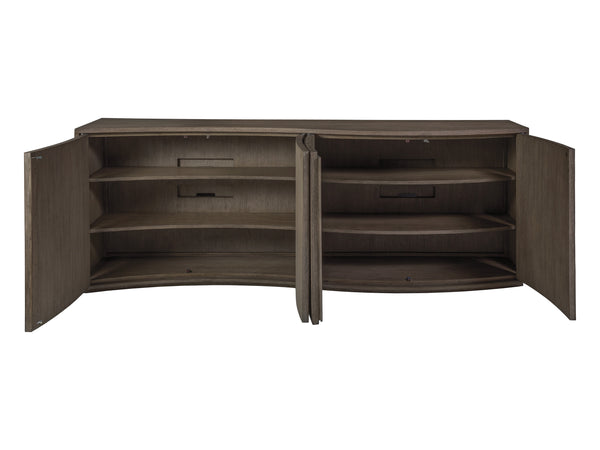 Lexington Artistica Home Mavericks Media Console - Unique Modern Design With Ocean Wave Shape And Fluted Doors For Your Home Gray Wood 2284-907