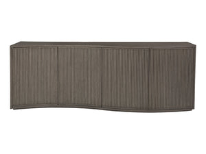 Lexington Artistica Home Mavericks Media Console - Unique Modern Design With Ocean Wave Shape And Fluted Doors For Your Home Gray Wood 2284-907