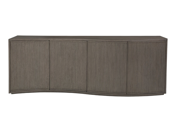 Lexington Artistica Home Mavericks Media Console - Unique Modern Design With Ocean Wave Shape And Fluted Doors For Your Home Gray Wood 2284-907