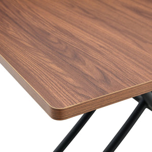 English Elm Modern Adjustable Lift Table Walnut Grain Mdf Top Slim Metal Legs Home Office Use Black + Dark Walnut W1151P303874