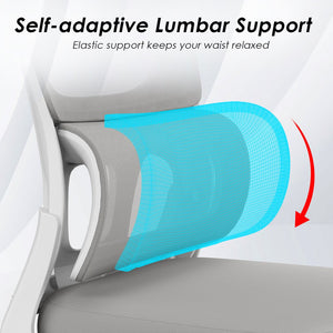 English Elm Office Mesh Ergonomic Chair with Tailored Lumbar Support, Flip Armrests, Breathable Mesh, 350lb Capacity, Adjustable Tilt and Height Grey,White T3623P380867