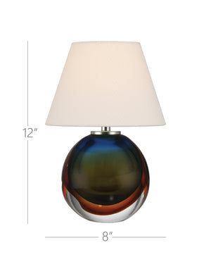 Currey & Company Voyage Rechargeable Cordless Table Lamp – Art-glass Design With Polished Nickel Finish & Fabric Shade Multi,Color Art Glass 6700-0015-currey-company