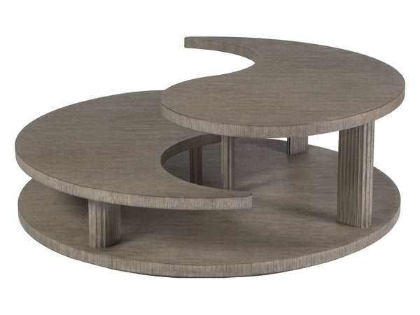 Lexington Artistica Home Yin Yang Round Cocktail Table – Modern Tier Design In Cappuccino Gray Oak With Unique Finishes Gray Wood 2285-943
