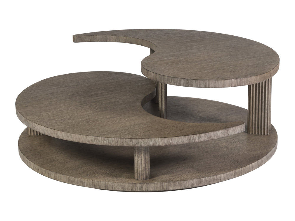 Lexington Artistica Home Yin Yang Round Cocktail Table – Modern Tier Design In Cappuccino Gray Oak With Unique Finishes Gray Wood 2285-943