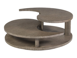 Lexington Artistica Home Yin Yang Round Cocktail Table – Modern Tier Design In Cappuccino Gray Oak With Unique Finishes Gray Wood 2285-943