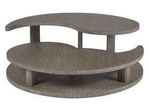 Lexington Artistica Home Yin Yang Round Cocktail Table – Modern Tier Design In Cappuccino Gray Oak With Unique Finishes Gray Wood 2285-943