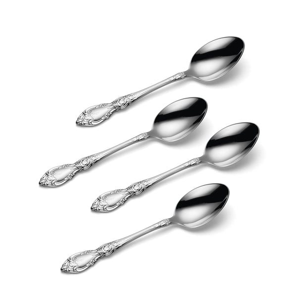 Lenox Wordsworth Floral Handle Teaspoons Set Polished Stainless Steel Heirloom Flatware 2285004E