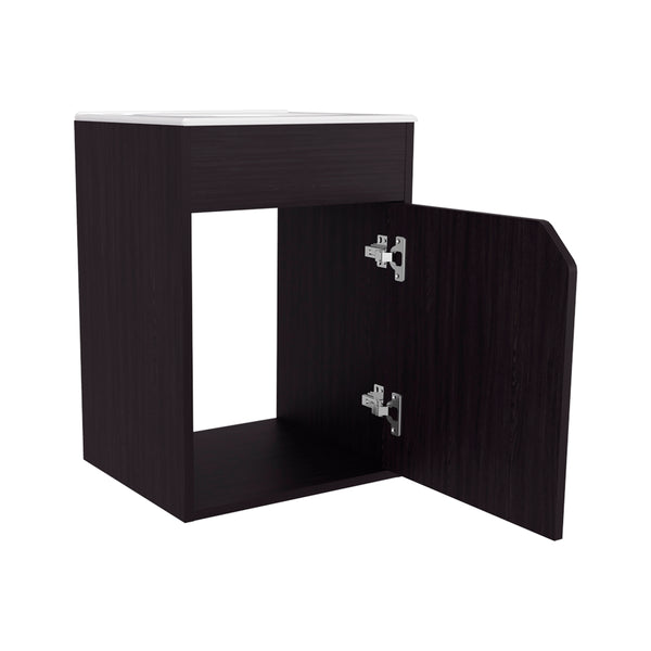 English Elm Hudson Modern Vanity Sink with Integrated Cabinet Storage, Compact Durable Engineered Wood for Bathrooms Black B092P329250