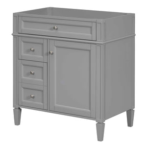 English Elm 30'' Modern Bathroom Vanity Cabinet with Roman Legs, 3 Drawers, Adjustable Shelf, Tip-Out Drawer, Durable MDF/Solid Wood Gray N710P236988E