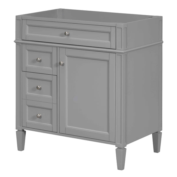 English Elm 30'' Modern Bathroom Vanity Cabinet with Roman Legs, 3 Drawers, Adjustable Shelf, Tip-Out Drawer, Durable MDF/Solid Wood Gray N710P236988E