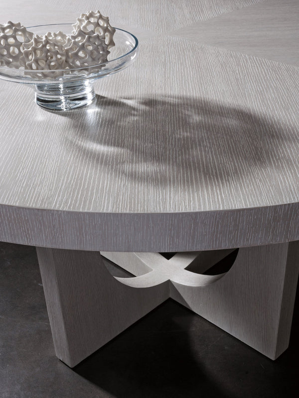 Lexington Artistica Home Misty Gray Apostrophe Round Dining Table - Contemporary Mixed Media Design With Unique Oak Finish Misty White Gray Wood 2287-870c