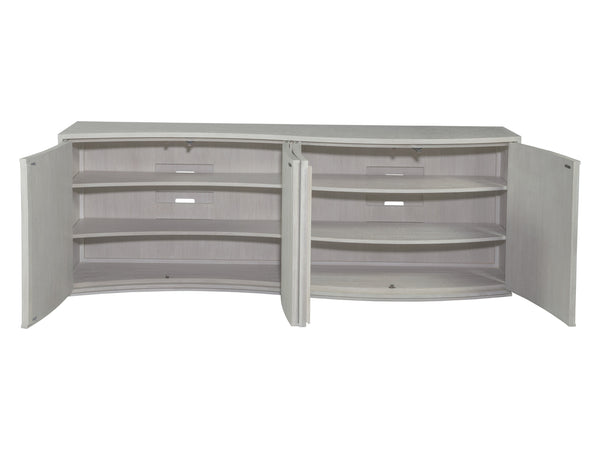 Lexington Artistica Home Misty Gray Mavericks Media Console - Stunning Modern Design With Fluted Doors And Adjustable Shelves Misty White Gray Wood 2287-907