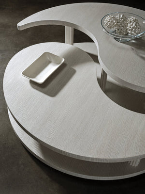 Lexington Artistica Home Misty Gray Yin Yang Cocktail Table - Elegant Modern Design With Unique Fluted Posts And Tiered Style Misty White Gray Wood 2287-943