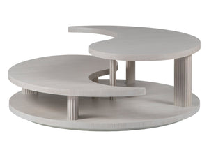 Lexington Artistica Home Misty Gray Yin Yang Cocktail Table - Elegant Modern Design With Unique Fluted Posts And Tiered Style Misty White Gray Wood 2287-943