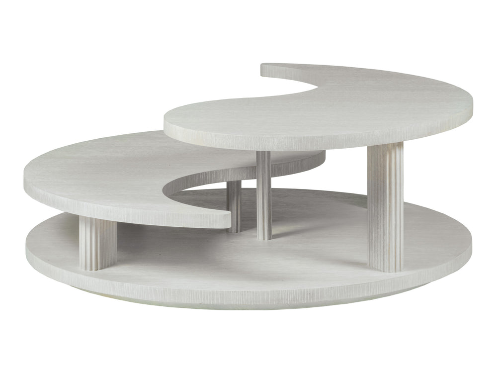 Lexington Artistica Home Misty Gray Yin Yang Cocktail Table - Elegant Modern Design With Unique Fluted Posts And Tiered Style Misty White Gray Wood 2287-943