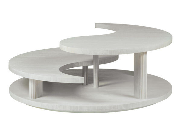 Lexington Artistica Home Misty Gray Yin Yang Cocktail Table - Elegant Modern Design With Unique Fluted Posts And Tiered Style Misty White Gray Wood 2287-943
