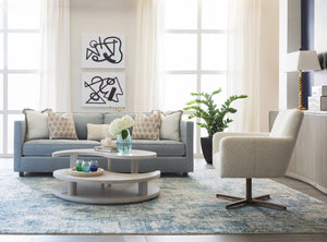 Lexington Artistica Home Misty Gray Yin Yang Cocktail Table - Elegant Modern Design With Unique Fluted Posts And Tiered Style Misty White Gray Wood 2287-943