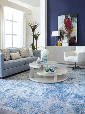 Lexington Artistica Home Misty Gray Yin Yang Cocktail Table - Elegant Modern Design With Unique Fluted Posts And Tiered Style Misty White Gray Wood 2287-943