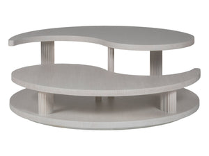 Lexington Artistica Home Misty Gray Yin Yang Cocktail Table - Elegant Modern Design With Unique Fluted Posts And Tiered Style Misty White Gray Wood 2287-943