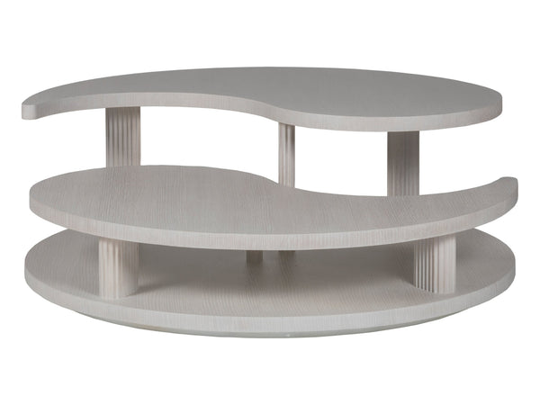 Lexington Artistica Home Misty Gray Yin Yang Cocktail Table - Elegant Modern Design With Unique Fluted Posts And Tiered Style Misty White Gray Wood 2287-943