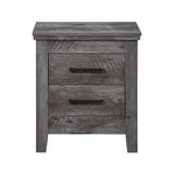 Rustic Grey Oak 2-Drawer Nightstand with Smooth Glides & Safety Stop - 21x16x24 - Classic Design