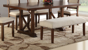 English Elm Classic Contemporary 7pc Dining Set with Extendable Leaf and Upholstered Nailhead Side Chairs, Elegant Finish Cherry 29 L x 30 W x 10 H B011S01792